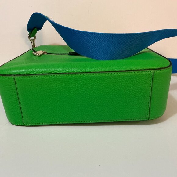 KATE SPADE Hudson Messenger Crossbody Bag Turf Green Blue White Pebbled Leather - Picture 5 of 7